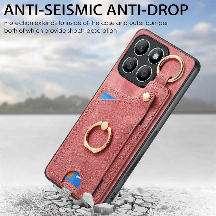 For Honor X8b Retro Skin-feel Ring Card Bag Phone Case with Hang Loop