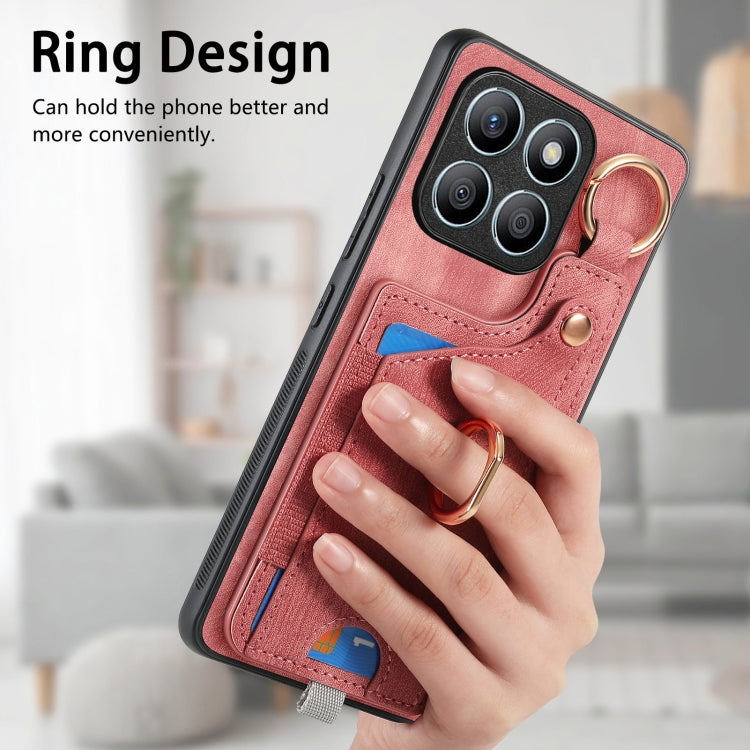 For Honor X8b Retro Skin-feel Ring Card Bag Phone Case with Hang Loop