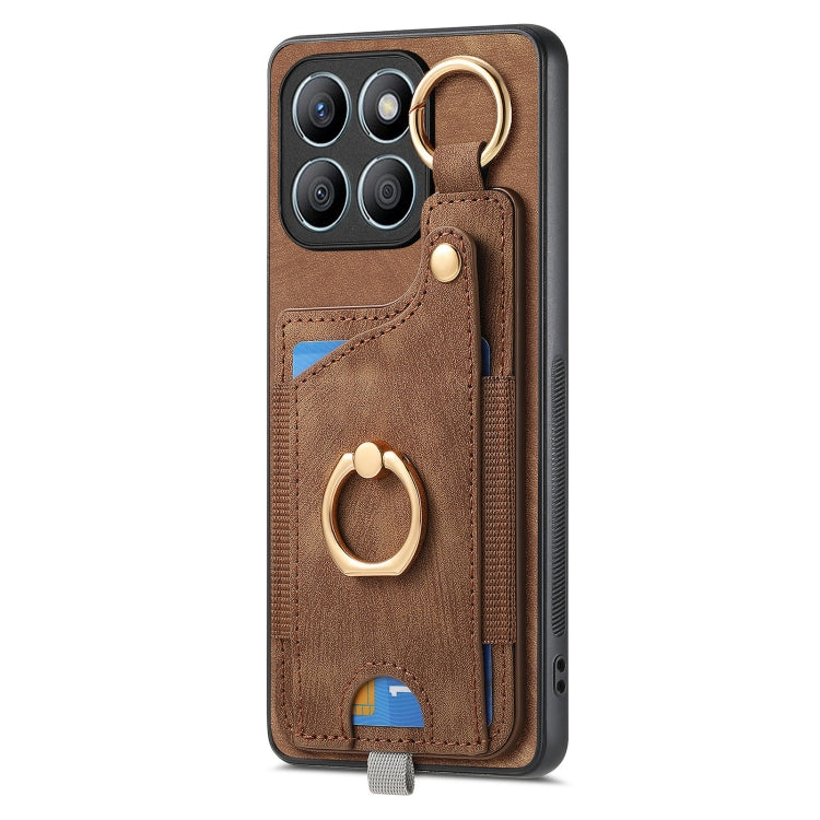 For Honor X8b Retro Skin-feel Ring Card Bag Phone Case with Hang Loop