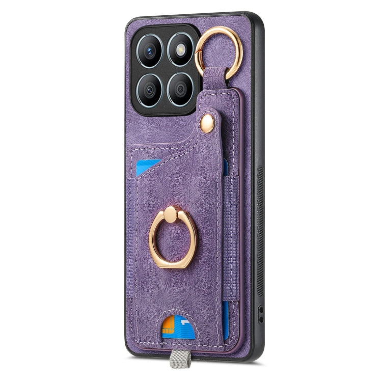 For Honor X8b Retro Skin-feel Ring Card Bag Phone Case with Hang Loop