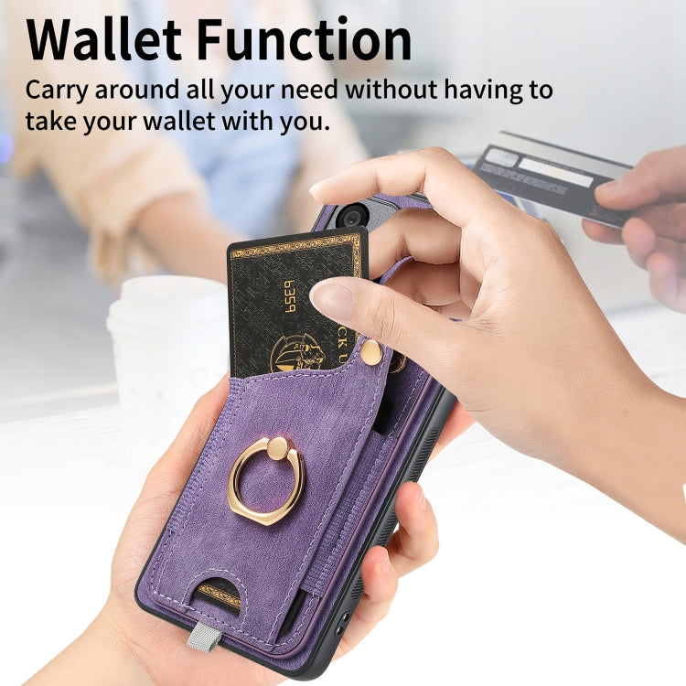 For Honor X8b Retro Skin-feel Ring Card Bag Phone Case with Hang Loop