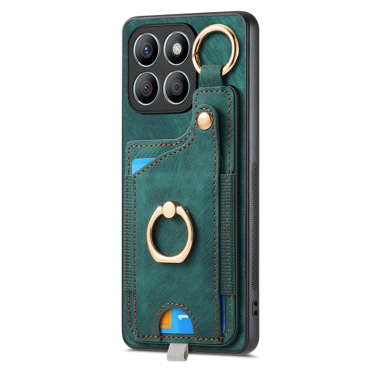 For Honor X8b Retro Skin-feel Ring Card Bag Phone Case with Hang Loop