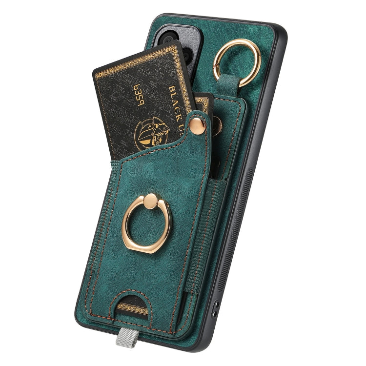 For Honor X8b Retro Skin-feel Ring Card Bag Phone Case with Hang Loop