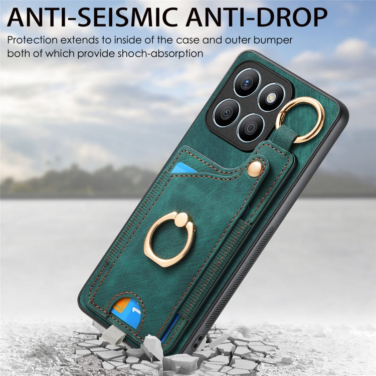For Honor X8b Retro Skin-feel Ring Card Bag Phone Case with Hang Loop