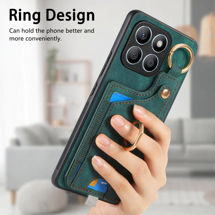 For Honor X8b Retro Skin-feel Ring Card Bag Phone Case with Hang Loop