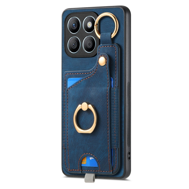For Honor X8b Retro Skin-feel Ring Card Bag Phone Case with Hang Loop