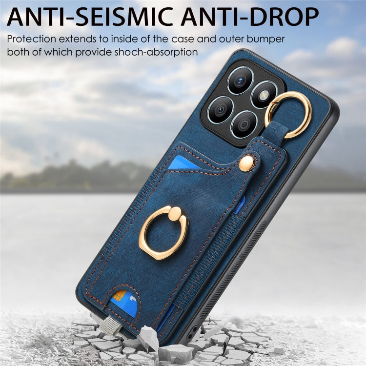 For Honor X8b Retro Skin-feel Ring Card Bag Phone Case with Hang Loop