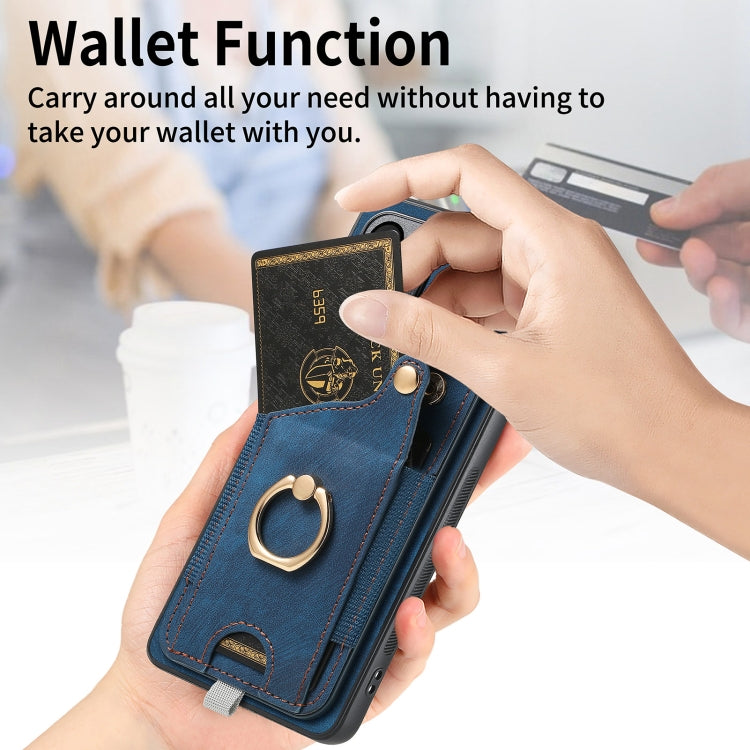 For Honor X8b Retro Skin-feel Ring Card Bag Phone Case with Hang Loop