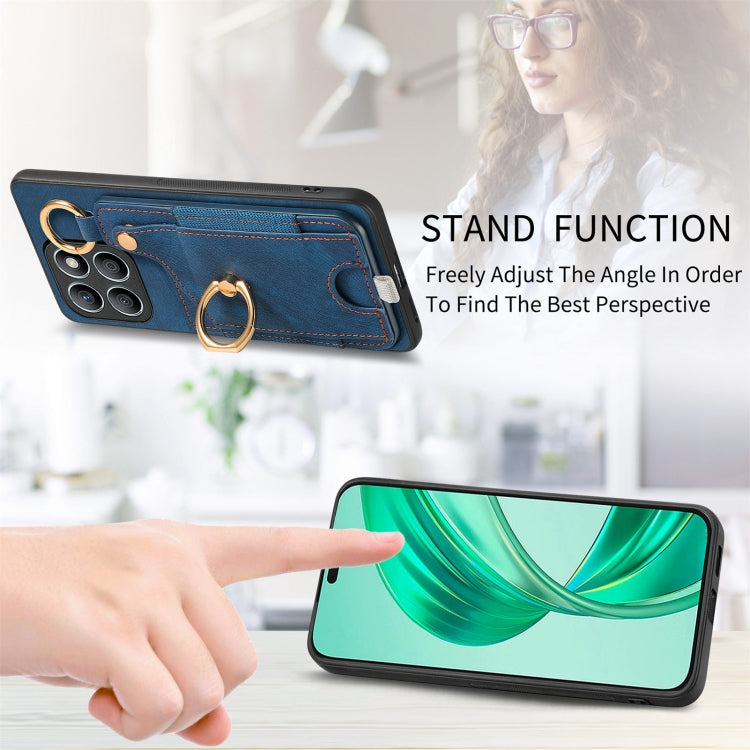 For Honor X8b Retro Skin-feel Ring Card Bag Phone Case with Hang Loop