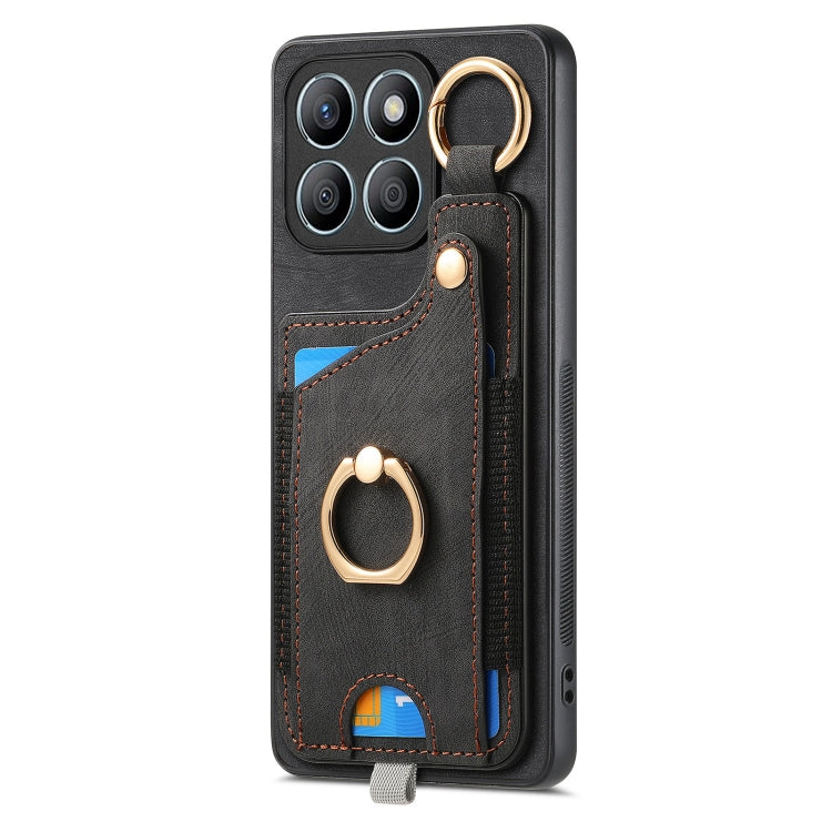For Honor X8b Retro Skin-feel Ring Card Bag Phone Case with Hang Loop