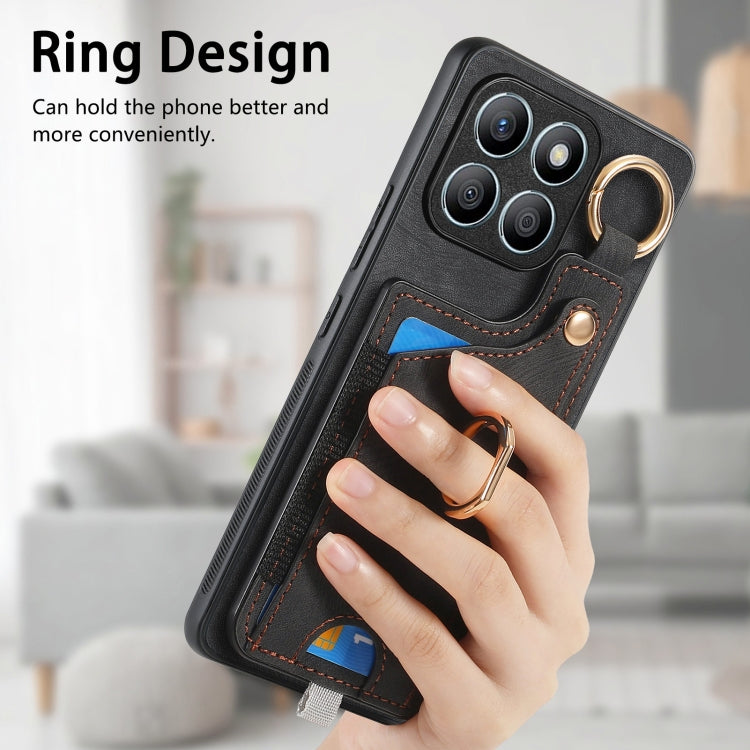 For Honor X8b Retro Skin-feel Ring Card Bag Phone Case with Hang Loop