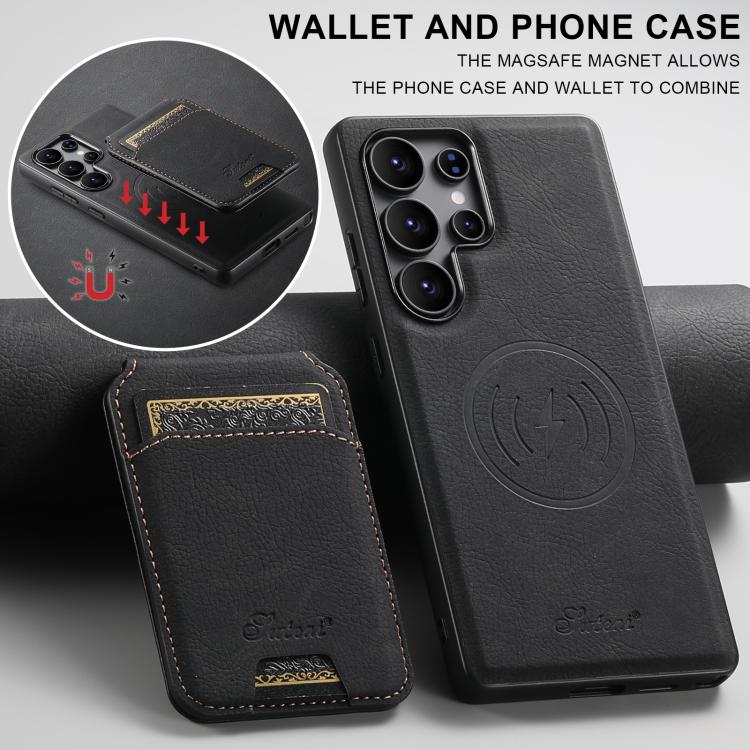 For Samsung Galaxy S25 Ultra 5G Suteni H16 Litchi Texture Leather Detachable Wallet Back Phone Case