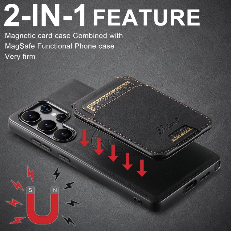 For Samsung Galaxy S25 Ultra 5G Suteni H16 Litchi Texture Leather Detachable Wallet Back Phone Case