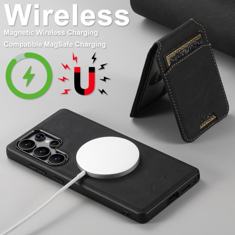 For Samsung Galaxy S25 Ultra 5G Suteni H16 Litchi Texture Leather Detachable Wallet Back Phone Case