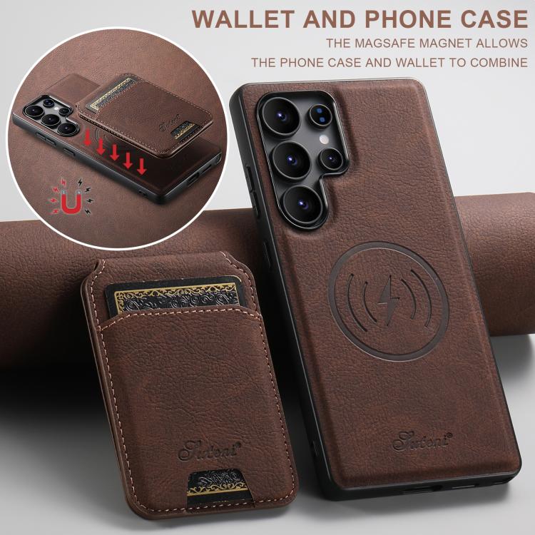For Samsung Galaxy S25 Ultra 5G Suteni H16 Litchi Texture Leather Detachable Wallet Back Phone Case