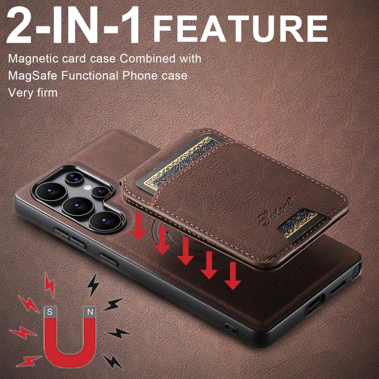 For Samsung Galaxy S25 Ultra 5G Suteni H16 Litchi Texture Leather Detachable Wallet Back Phone Case