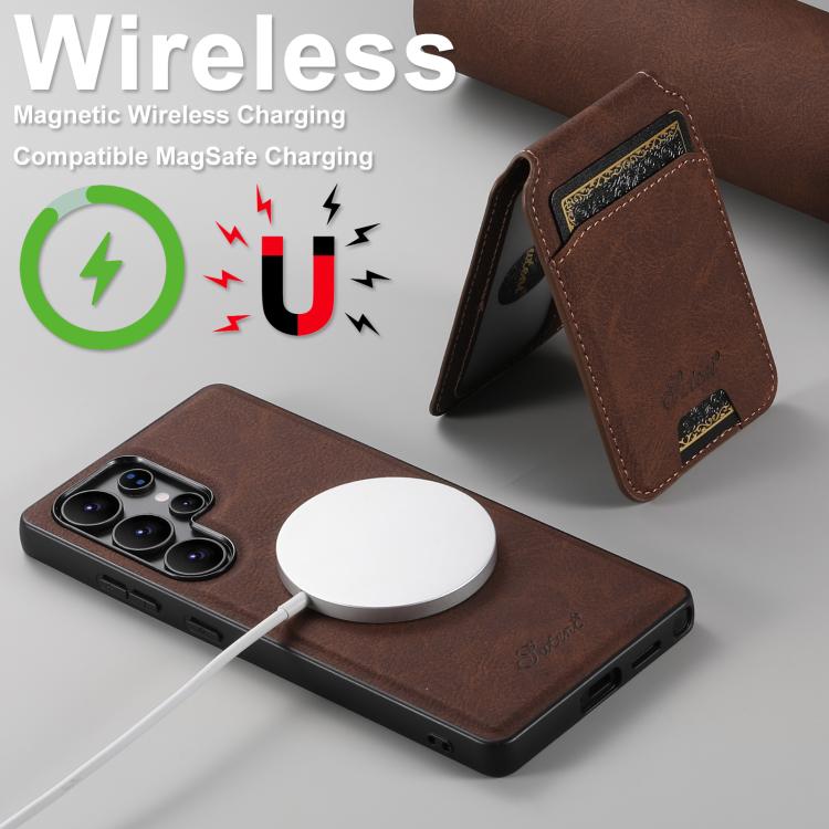 For Samsung Galaxy S25 Ultra 5G Suteni H16 Litchi Texture Leather Detachable Wallet Back Phone Case