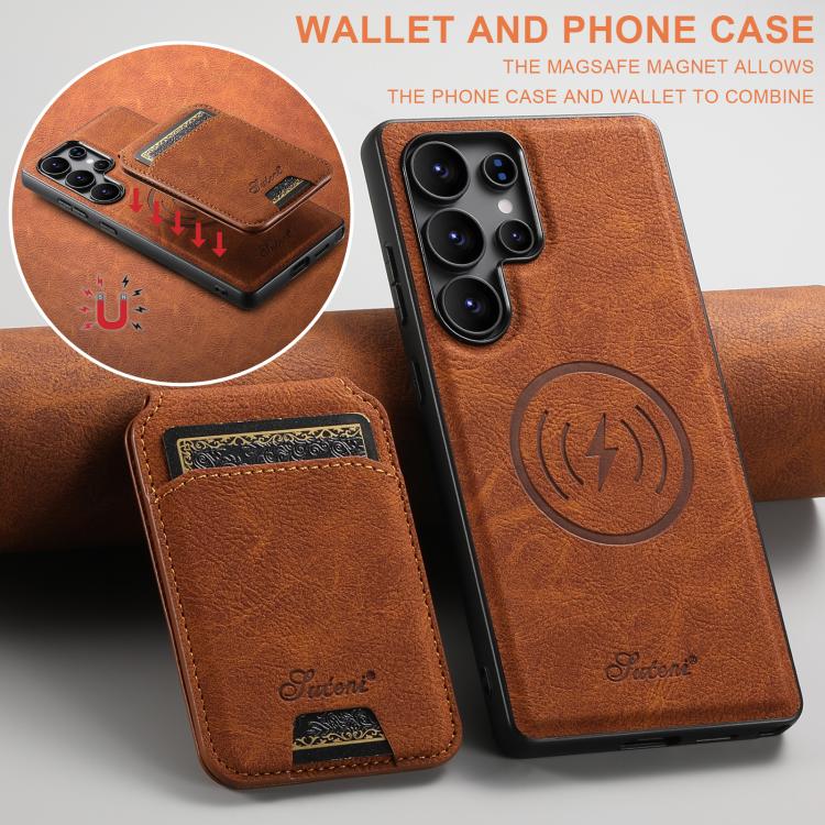 For Samsung Galaxy S25 Ultra 5G Suteni H16 Litchi Texture Leather Detachable Wallet Back Phone Case