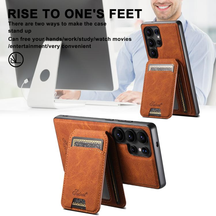 For Samsung Galaxy S25 Ultra 5G Suteni H16 Litchi Texture Leather Detachable Wallet Back Phone Case