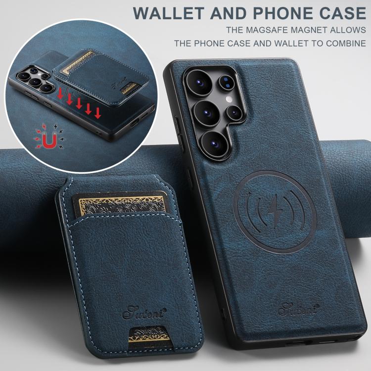 For Samsung Galaxy S25 Ultra 5G Suteni H16 Litchi Texture Leather Detachable Wallet Back Phone Case