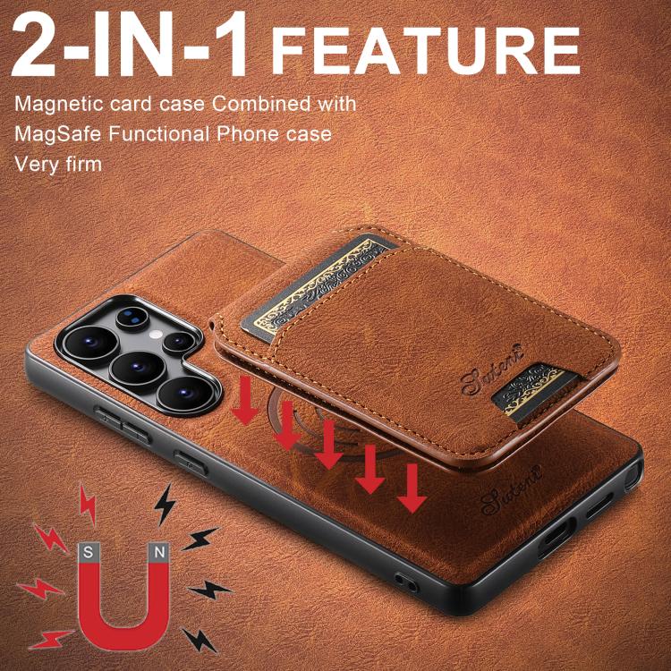 For Samsung Galaxy S25+ 5G Suteni H16 Litchi Texture Leather Detachable Wallet Back Phone Case