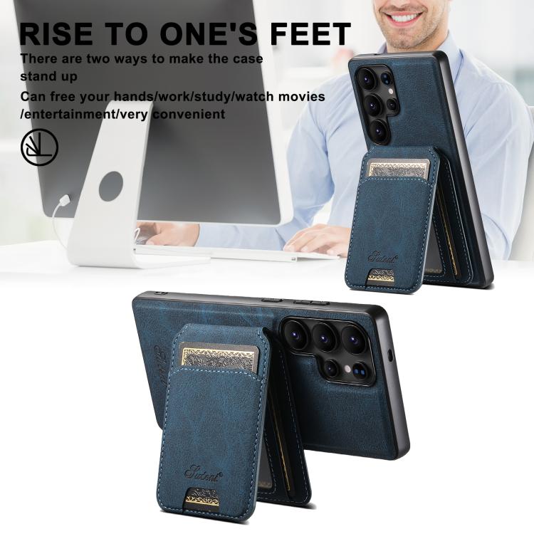 For Samsung Galaxy S25+ 5G Suteni H16 Litchi Texture Leather Detachable Wallet Back Phone Case