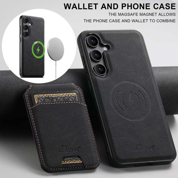 For Samsung Galaxy S25 5G Suteni H16 Litchi Texture Leather Detachable Wallet Back Phone Case