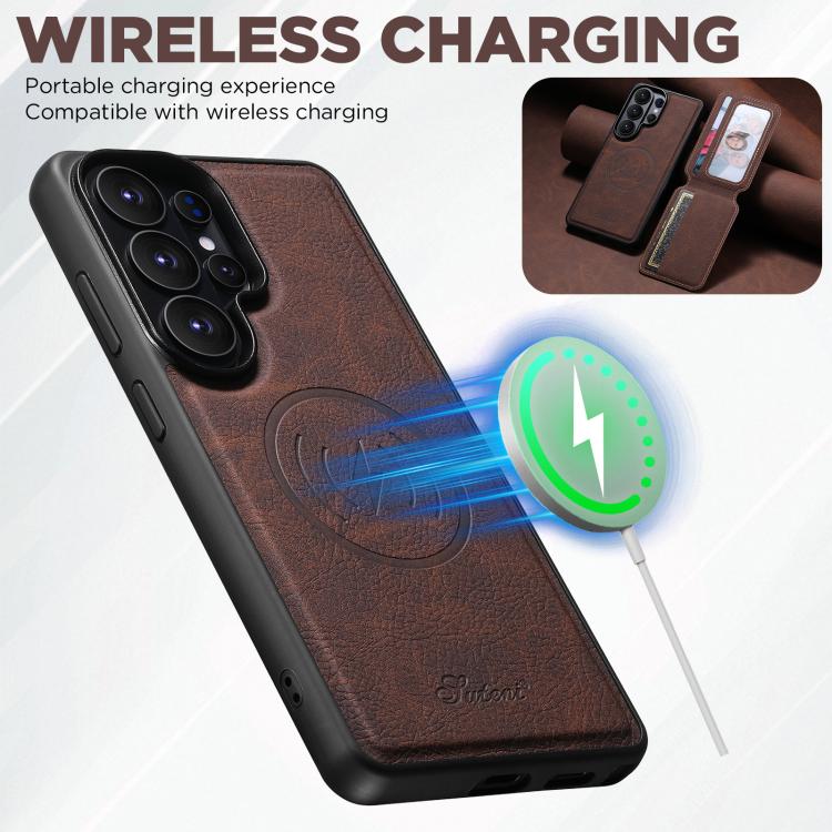 For Samsung Galaxy S26+ 5G Suteni H16 Litchi Texture Leather Detachable Wallet Back Phone Case