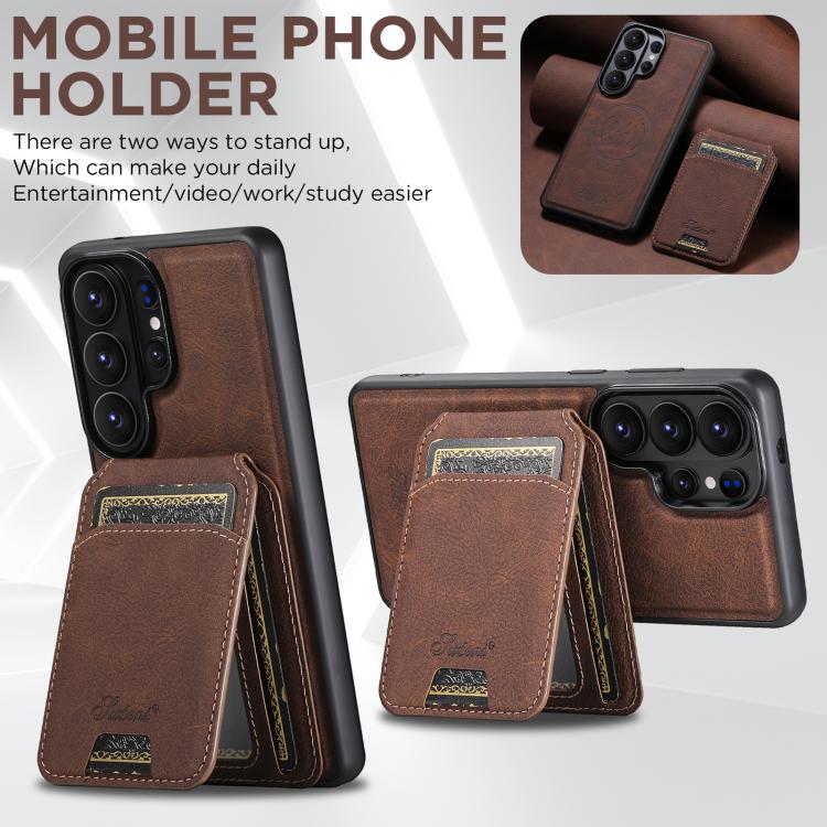 For Samsung Galaxy S26+ 5G Suteni H16 Litchi Texture Leather Detachable Wallet Back Phone Case