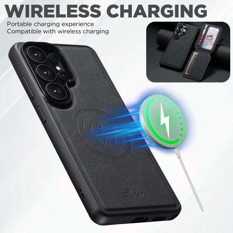 For Samsung Galaxy S26 Ultra 5G Suteni H16 Litchi Texture Leather Detachable Wallet Back Phone Case