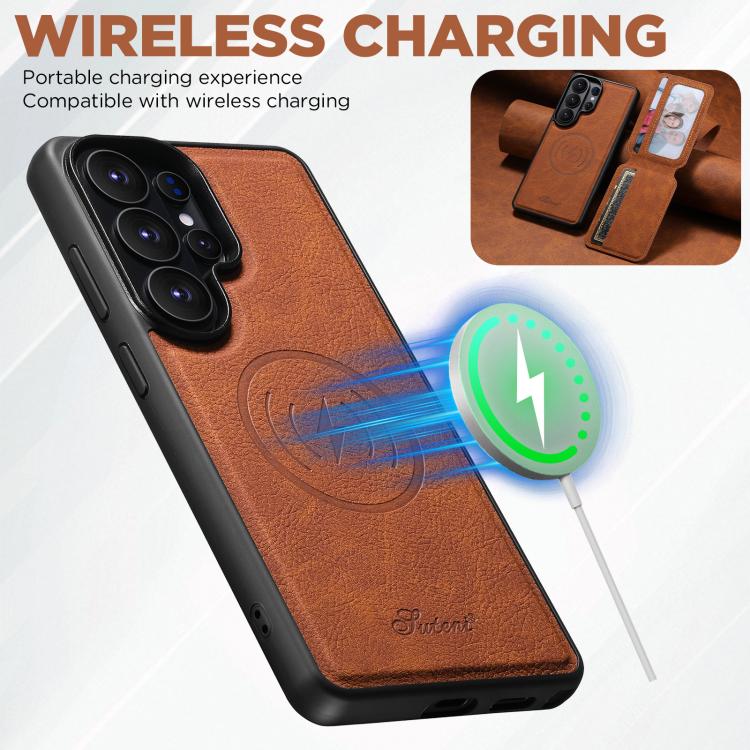 For Samsung Galaxy S26 Ultra 5G Suteni H16 Litchi Texture Leather Detachable Wallet Back Phone Case