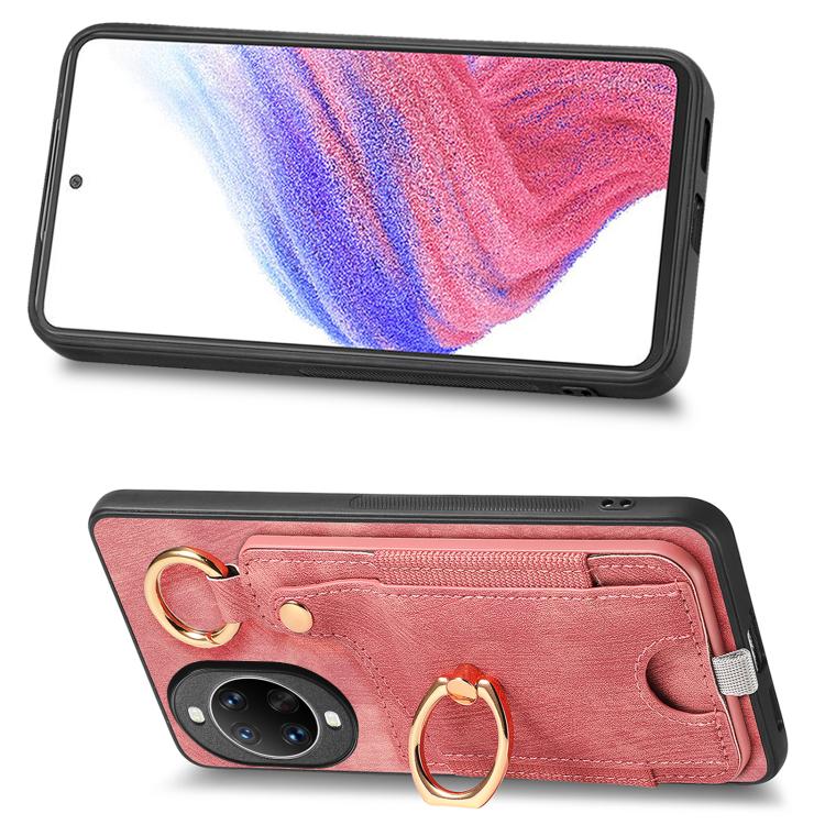 For Huawei nova 14 Retro Skin-feel Ring Card Bag Phone Case with Hang Loop