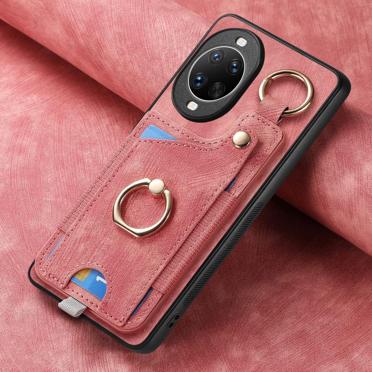 For Huawei nova 14 Retro Skin-feel Ring Card Bag Phone Case with Hang Loop