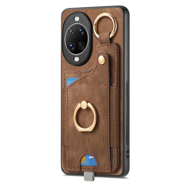 For Huawei nova 14 Retro Skin-feel Ring Card Bag Phone Case with Hang Loop