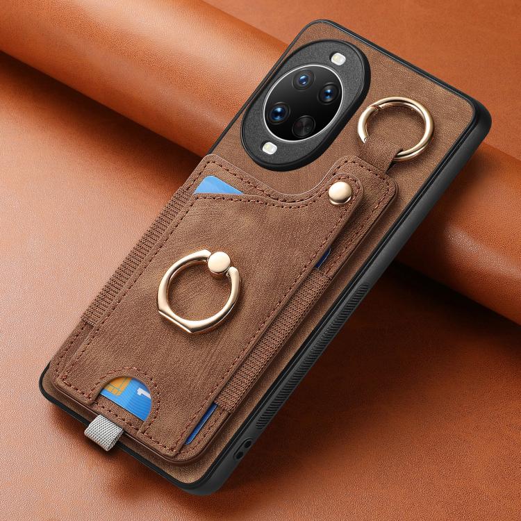 For Huawei nova 14 Retro Skin-feel Ring Card Bag Phone Case with Hang Loop