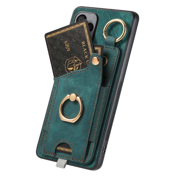 For Huawei nova 14 Retro Skin-feel Ring Card Bag Phone Case with Hang Loop