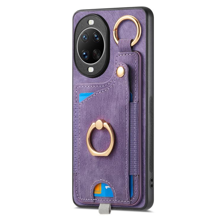 For Huawei nova 14 Pro Retro Skin-feel Ring Card Bag Phone Case with Hang Loop