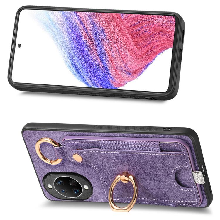 For Huawei nova 14 Ultra Retro Skin-feel Ring Card Bag Phone Case with Hang Loop