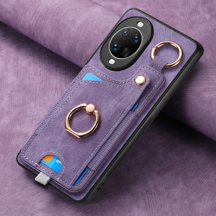 For Huawei nova 14 Ultra Retro Skin-feel Ring Card Bag Phone Case with Hang Loop