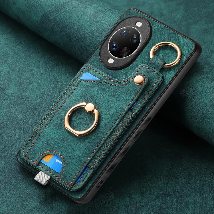 For Huawei nova 14 Ultra Retro Skin-feel Ring Card Bag Phone Case with Hang Loop