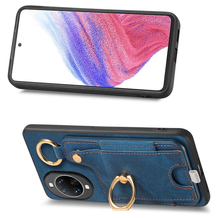 For Huawei nova 14 Ultra Retro Skin-feel Ring Card Bag Phone Case with Hang Loop
