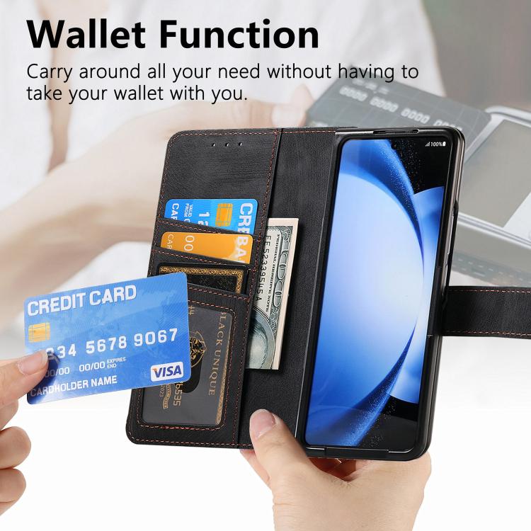 For Samsung Galaxy Z Fold6 5G Retro MagSafe Magnetic Zipper Wallet Leather Phone Case