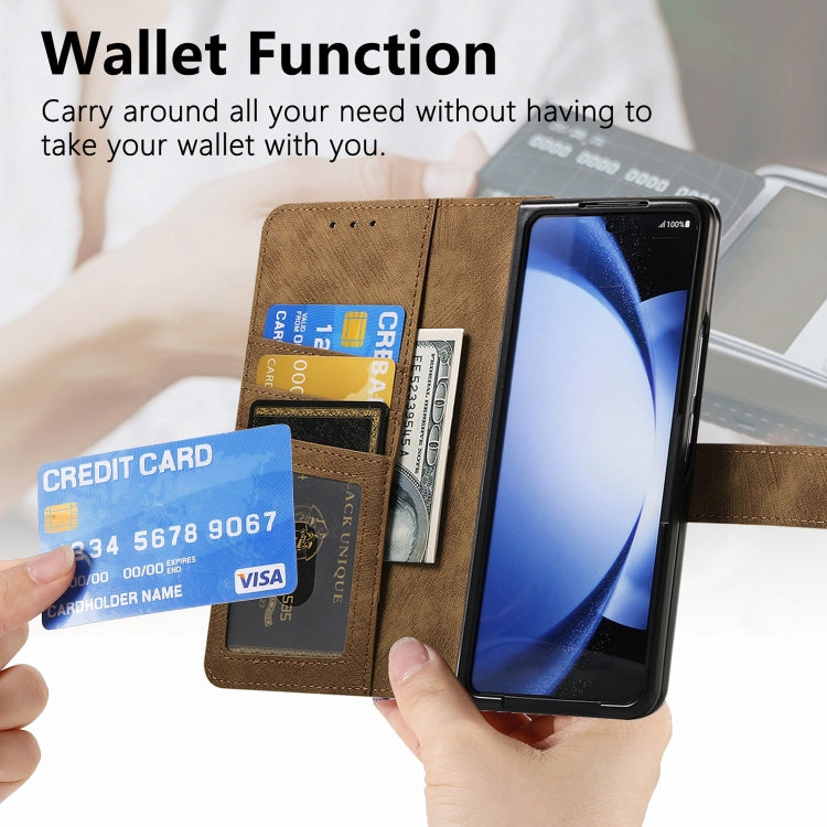 For Samsung Galaxy Z Fold6 5G Retro MagSafe Magnetic Zipper Wallet Leather Phone Case