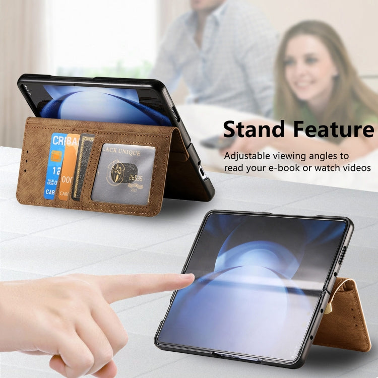 For Samsung Galaxy Z Fold6 5G Retro MagSafe Magnetic Zipper Wallet Leather Phone Case