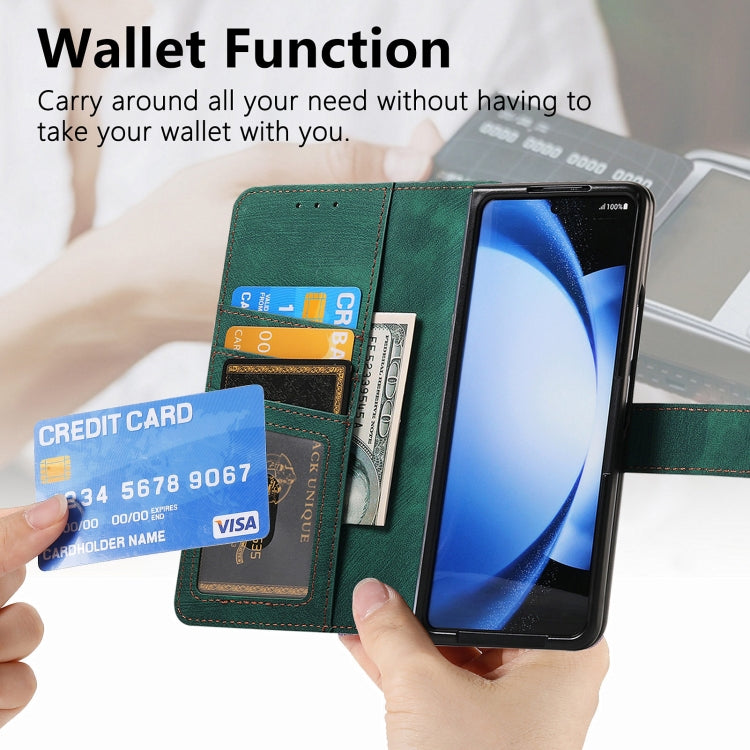 For Samsung Galaxy Z Fold6 5G Retro MagSafe Magnetic Zipper Wallet Leather Phone Case