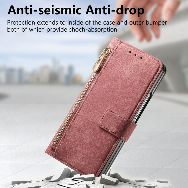 For Samsung Galaxy Z Fold6 5G Retro MagSafe Magnetic Zipper Wallet Leather Phone Case