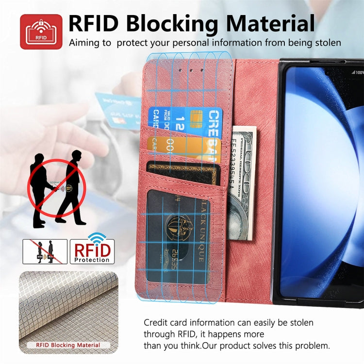 For Samsung Galaxy Z Fold6 5G Retro MagSafe Magnetic Zipper Wallet Leather Phone Case