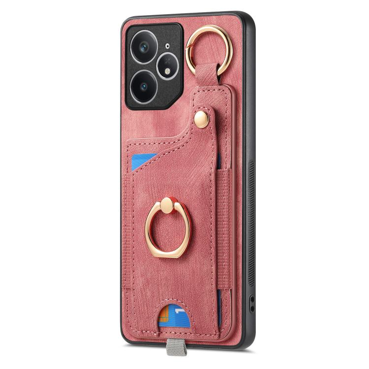 For Realme Neo 7 Retro Skin-feel Ring Card Bag Phone Case with Hang Loop