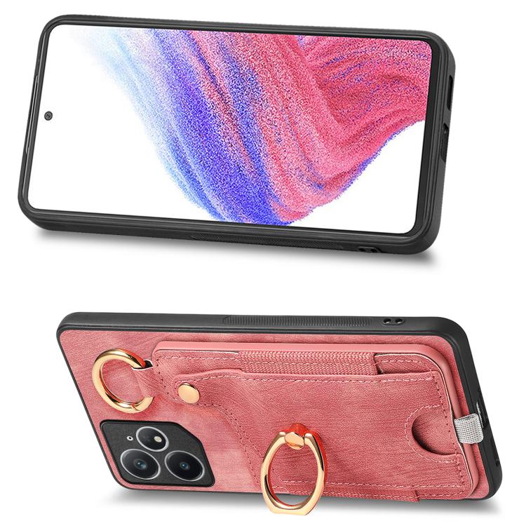 For Realme Neo 7 Retro Skin-feel Ring Card Bag Phone Case with Hang Loop