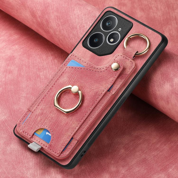 For Realme Neo 7 Retro Skin-feel Ring Card Bag Phone Case with Hang Loop